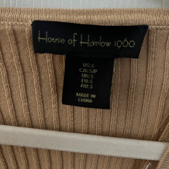 House of Harlow 1960 Tan Ribbed Bodycon Midi Dress + Matching cardigan - Picture 5 of 6